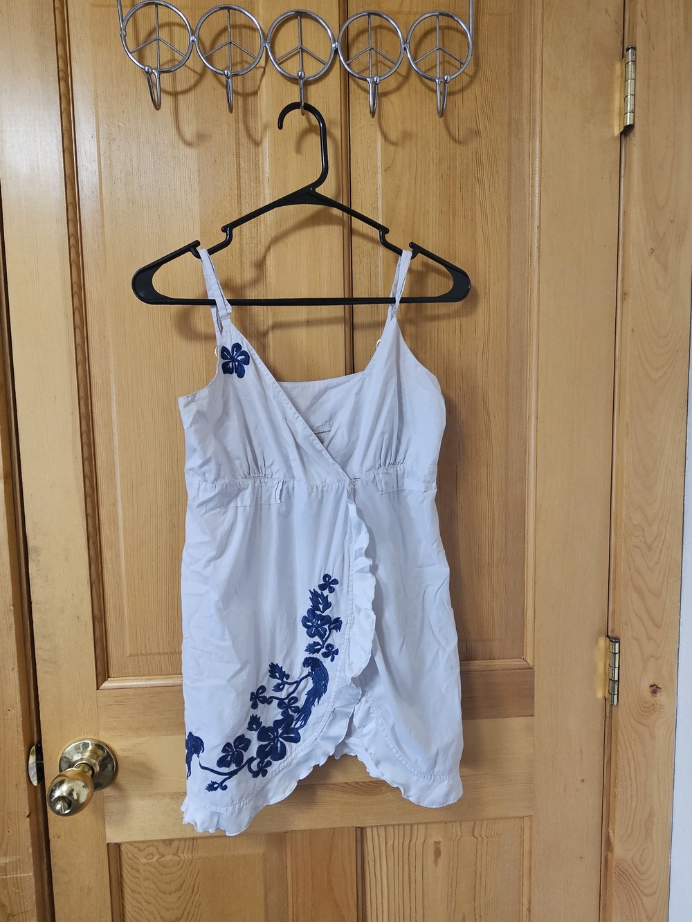 Mystic White Camisole with Blue Floral Embroidery